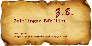 Zeitlinger Bálint névjegykártya